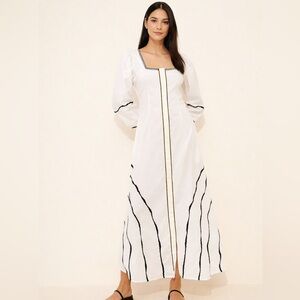 Anthro Made In Studio Pisano Maxi Dress Cotton Poplin Off White S